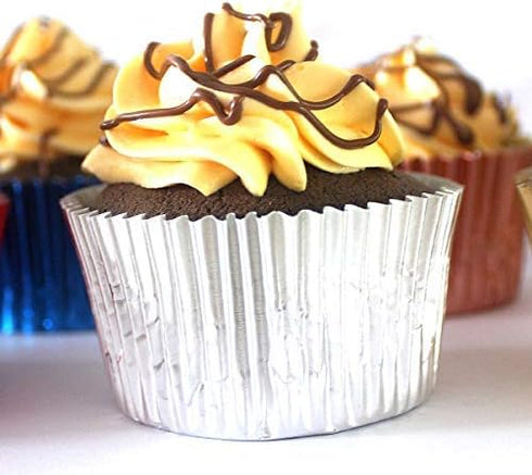 Eoonfirst Silver Foil Cupcake Case Liners Baking Muffin Paper Cups 198 Pcs...