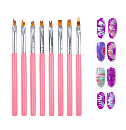 8 Pcs Nail Brush Pen Gradient Acrylic Painting Brush Set False Nail Art Tips UV Gel Flower Drawing Pen Manicure Nail Art Pen Tool (PINK)...