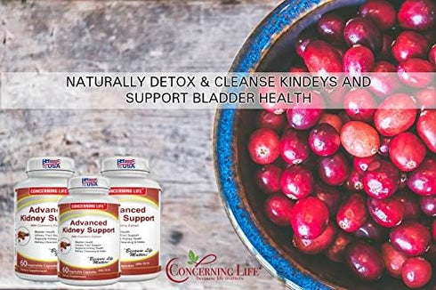 CONCERNING LIFE Kidney Cleanse UTI Support Supplement - Kidney Support Formula Detox - Cranberry Extract, Stinging Nettle Root Helps Healthy Kidne...