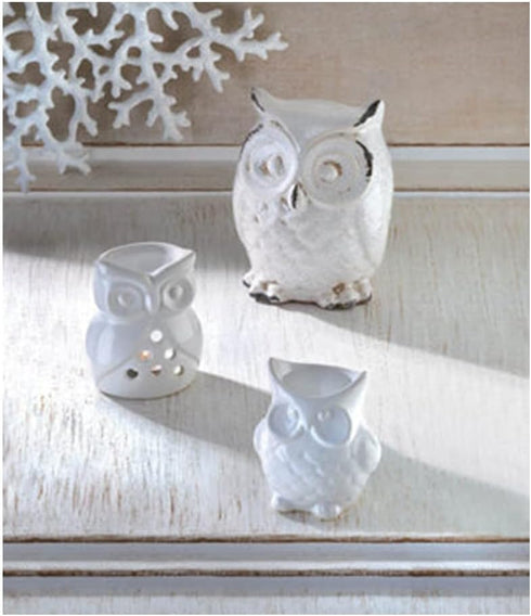Distressed White Owl Figurine 4.62x4.75x6.5"...