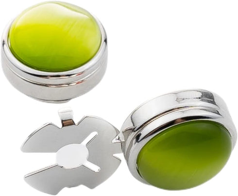 button covers for mens shirts button cover cufflinks cat eye button cover Ladies button covers (Silver-green diameter 1.75cm)...
