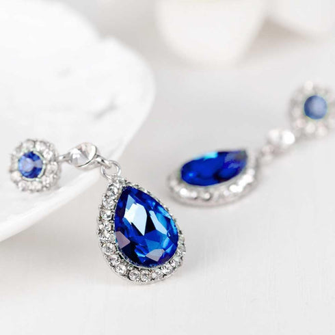 3 PCS Jewelry Set for Women Crystal Pendant Necklace Earring Ring...