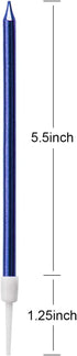 Luter Metallic Long Blue Candle Birthday Candles with Holder Cake Candles for Wedding Party Birthday Decoration (24 Pieces)...