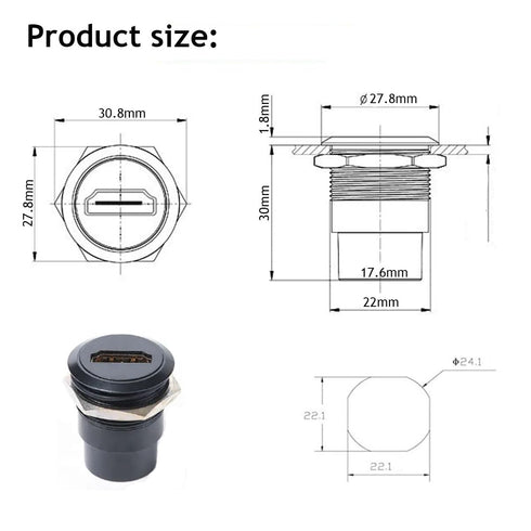 PENGLIN 2PCS HDMI Panel Mount Connector,HDMI 2.0 Female to Female Display Connector Support 4K Resolution for TV Monitor Projector...