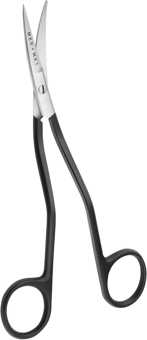 Applique Long Thin Needlepoint Blade 6.1 Inch - Double Bent Curved Offset Handle Scissors with Pouch Sleeve for Embroidery, Fabric, Thread, Knitti...