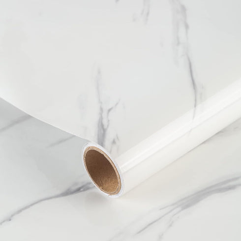 JSEVEM Grey White Marble Wallpaper Peel and Stick 15.74"×118.11" Granite Waterproof Contact Paper Self Adhesive Removable Decor Vinyl Wall Paper S...