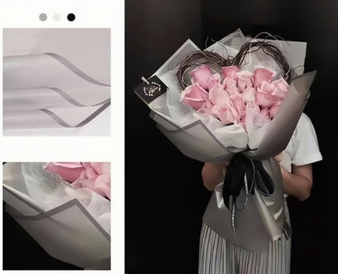 20 Pcs Silver border Flower Wrapping Paper,Waterproof Valentine's Day Bouquet Wrapping Paper 23x23Inch Used for DIY Crafts, Gift Packaging, Flower...