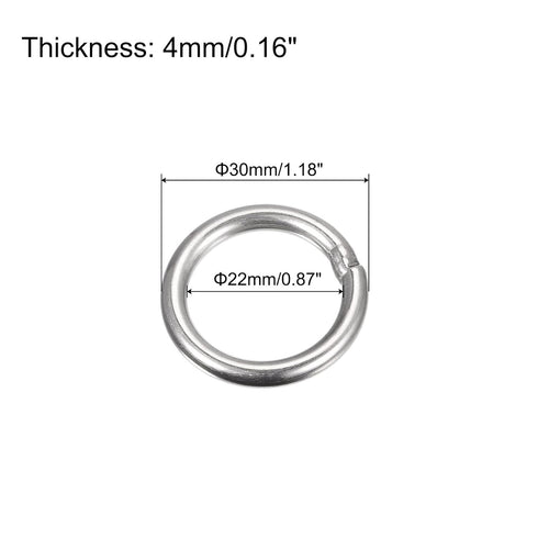 uxcell 304 Stainless Steel O Rings, 25pcs 30mm(1.18") Outer Dia. 4mm Thickness Multi-Purpose Metal Welded O-rings Round Rings for Hardware Luggage...