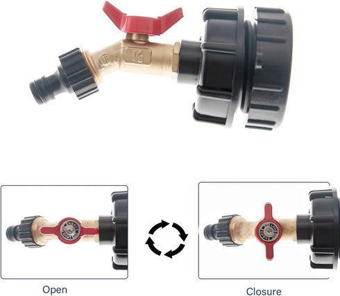 IBC Tote Fittings - 275-330 Gallon IBC Tote Adapter,IBC Tote Tank Adapter 2.44" Fine Thread IBC Tote Valve & Lead-Free Brass Hose Faucet Valve and...