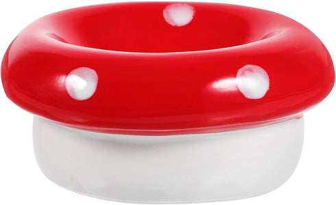 Ipetboom Ceramic Bowl Mushroom Kitten Food Bowl Guinea Pig Bowl Ceramics Water Bowl Feeding Tray Porcelain Nest for Rabbit Guinea Pig Hedgehog Squ...