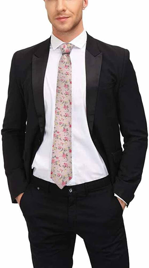 Eiffel Tower Men's Tie Baguette Bike Other Country Symbols Formal Business Wedding Neckties Ties For Men Magenta Cream...