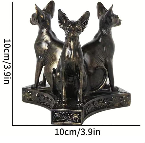 Kino Triple Sphinx Cats Crystal Sphere Ball Stand Display Base Holder Resin Figurines Statue Home Decoration for 60-70mm Sphere (Sphinx cat)...