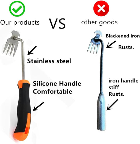 Weed Removal Tool, 2024 New Garden Weeding Tools Manganese Steel Hand Weeder Tool with Handle, 4 Teethes Dual Purpose Manual Weeders Tool Weed Pul...