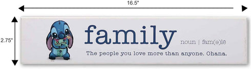 Disney Lilo and Stitch Ohana Family Definition Wood Plank Wall Decor - Cute Stitch Wall Art for Home Decorating...