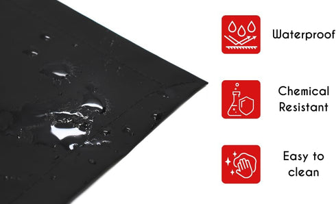 EISCO Rubber Vinyl Apron, Medium (27" W x 36" L) - Adjustable Bib Apron for Dishwashing, Butcher, Laboratory - Black...