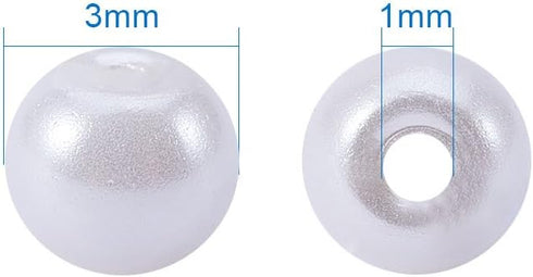 PandaHall Elite 3mm About 2000 Pcs Tiny Satin Luster Dyed Glass Pearl Round Loose Beads Assorted Lot for Jewelry Making Beige...