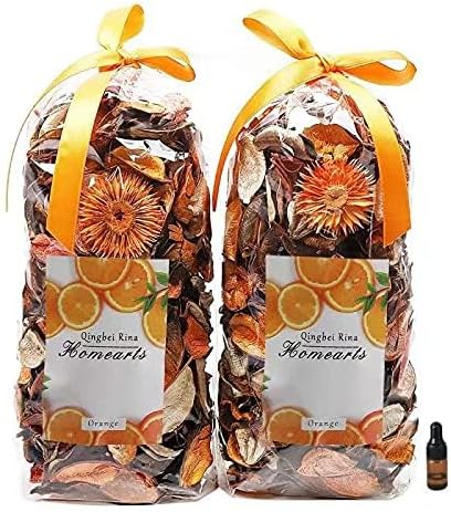 Qingbei Rina Fall Potpourri Bags,Orange Scented Potpourri Dried Flowers, Autumn Decorative Bowl Vase Filler,Home Fragrance,Harvest Farmhouse Bathr...