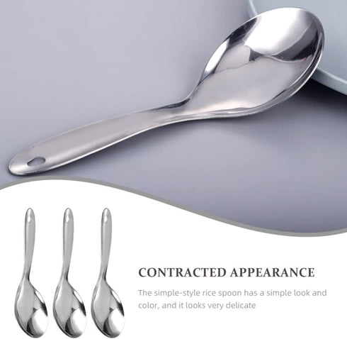 Kichvoe Rice Scooper 3pcs Rice Paddle Spoon Stainless Steel Rice Scoop Metal Serving Spoon Cooking Utensil Rice Servers Soup Ladle Oil Skimmer Spo...