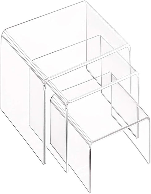 6-Pack Clear Acrylic Display Risers, Showcase Shelf for Figures, Cupcakes and Jewelry Display Stands, 3 Large Size - 3'' x 4'' x 5''...