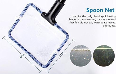 6 in 1 Multi-Function Aquarium/Fish Tank Cleaning Tool, Algae Scraper, Small & Large Fish Net, Sponge, Plant Fork, Gravel Rake for Long Deep Fish ...