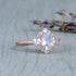 Plated 18k Rose Gold Rainbow Moonstone Rings,Women Bridal Set Statement Anniversary Ring Gift Oval & Pear Cut CZ Simulated Diamond Engagement Ring...