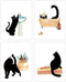 LHIUEM Black Cat Bathroom Decor, Funny Bathroom Wall Art Set of 4(8"X10",unframed) Modern Animals Kitty Pictures, Kitten Bathing Canvas Poster cat...