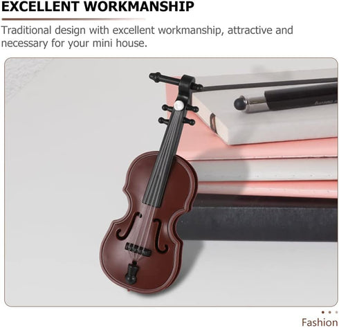 Zerodeko 8 Set of Mini Violin Miniature Musical Instruments Dollhouse Accessories Tiny Violin Model Desktop Decorations Party Favors for Kids Adul...