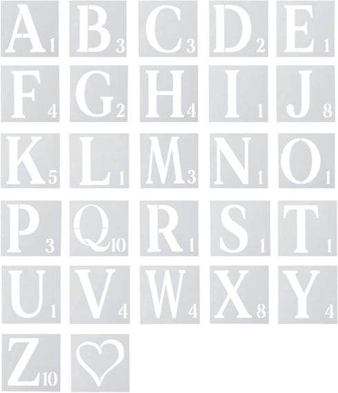 AIEX 27pcs Stencils, 6 Inch Reusable Plastic Stencils for Painting on Wood Letters and Numbers Stencils Alphabet Stencils for Wall Art Drawing Cra...