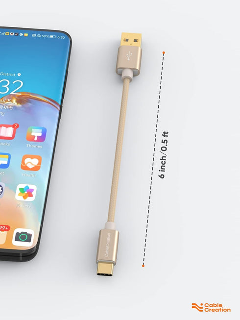 CableCreation USB A to USB C Cable 6 inch, Durable USB C to USB Cable Fast Charging 3A 480Mbps Data Short USB to C Cable for Power Bank Stylus Pen...