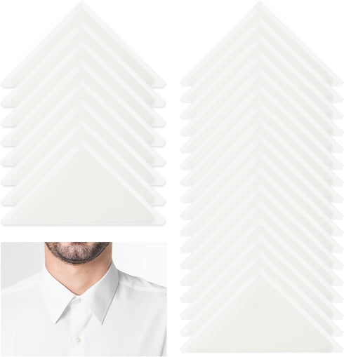 120PCS Collar Stays, No Curl Collar Polo Shirt Collar Stays for Men's Dress Shirts, PVC Collar Anti-Warping Edge Shaper, Shirt Collar Triangle Pat...