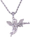 Gold Angel Necklace Gun Necklace Pendant Chain,Cubic Zirconia Mens Angel Wings Necklace Choker,Sparkled Cupid Chain Stainless Steel Hip Hop Jewelr...
