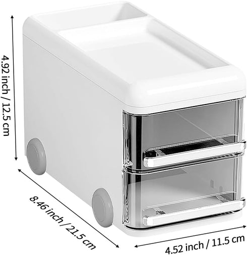 LETURE Cute Desk Organizer with drawers, Plastic Desktop Storage for Business Card/Pen/Pencil/Mobile Phone/Stationery Holder Box, Desktop Organize...
