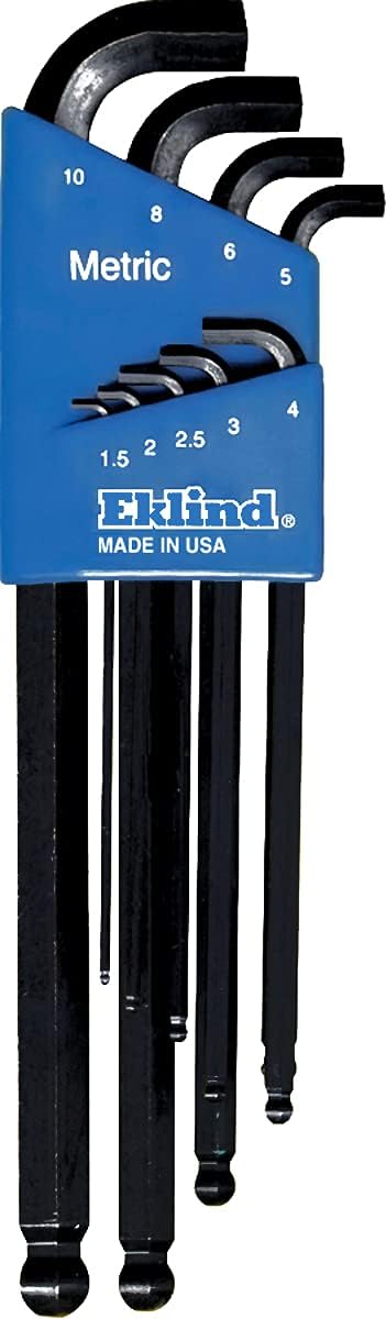 Eklind Tool 13509 Stubby-Ball-Hex-L Key allen wrench - 9pc set Metric MM sizes 1.5-10 Long series...