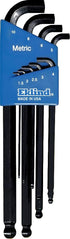 Eklind Tool 13509 Stubby-Ball-Hex-L Key allen wrench - 9pc set Metric MM sizes 1.5-10 Long series...