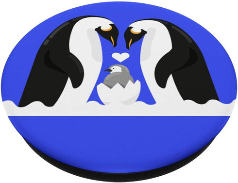 Emperor Penguins Mom Dad Baby Mobile Blue Gift PopSockets PopGrip: Swappable Grip for Phones & Tablets...