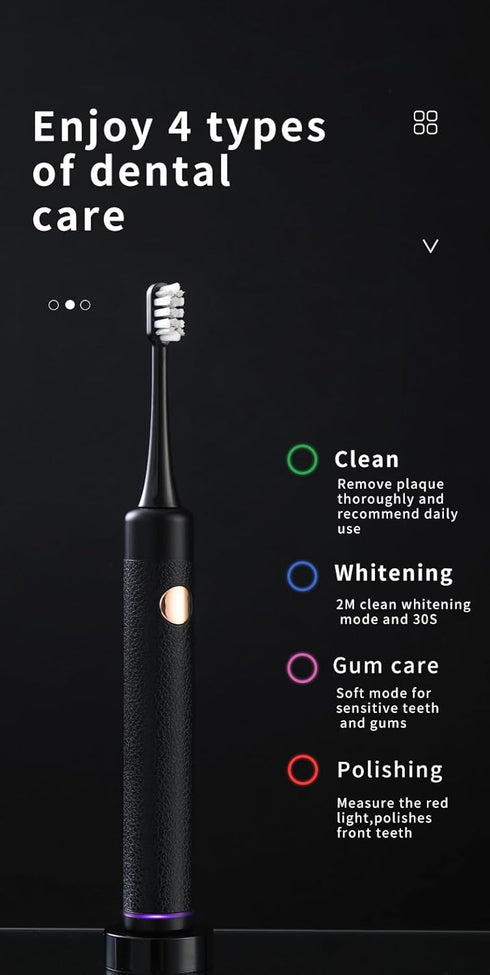 Sonic Electric Toothbrush for Adults,Rechargeable Electric Power Toothbrush 4 Sonic Toothbrush Heads,IPX7 Waterproof 4 Modes,Smart Timer,Black...
