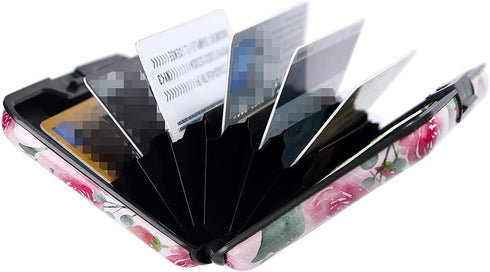 Credit Card Holder RFID Blocking Wallet for Women Men Small Mini Metal Slim Hard Aluminum Business Card Case (Red Poppies)...