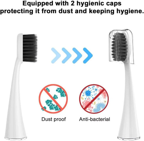 Replacement Toothbrush Heads for Burst Electric Toothbrush Adults with Dust Cover Caps, Soft Charcoal Bristles for Deep Cleaning, Plaque Removal a...