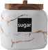 Marble Ceramics Sugar Bowl Ceramic Seasoning Box Ceramic Spice Jars Porcelain Condiment Pots with Lid and Spoon (White)...
