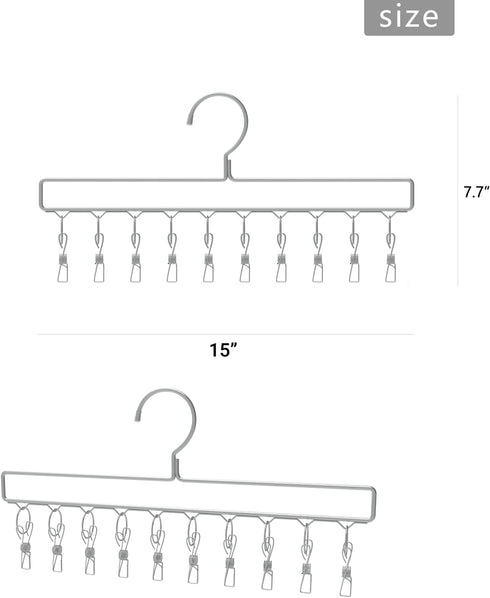Mkono Hat Organizer Hanger for Closet Set of 2 Baseball Cap with 20 Clips Stainless Steel Rack Holder Caps, Silver Hangers Organizer, Fits All Pie...