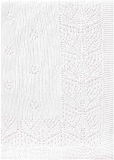 LAWKUL Cellular Blanket Baby 100% Cotton Knitted Soft Knit Crochet Blankets for Newborn Boy Girls Infants White 100x80cm...