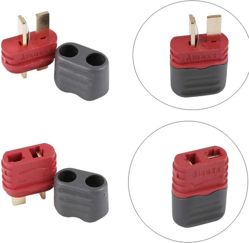 10 Pairs Anti-Slip Amass Deans T Plug Male Female Connector Adapter with Sheath Housing...