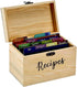 Personalized Wooden Recipe Box with Dividers and Card Holder - Vintage Farmhouse Style Recipe Organizer (Brown)...