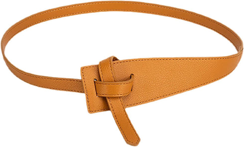 Women Fashion Knot Belt for Dress Jeans Leather Tie Waist Belt No Buckle Cinch Belt Women Leather Belts Vintage Irregular Waist Belt for Dresses T...