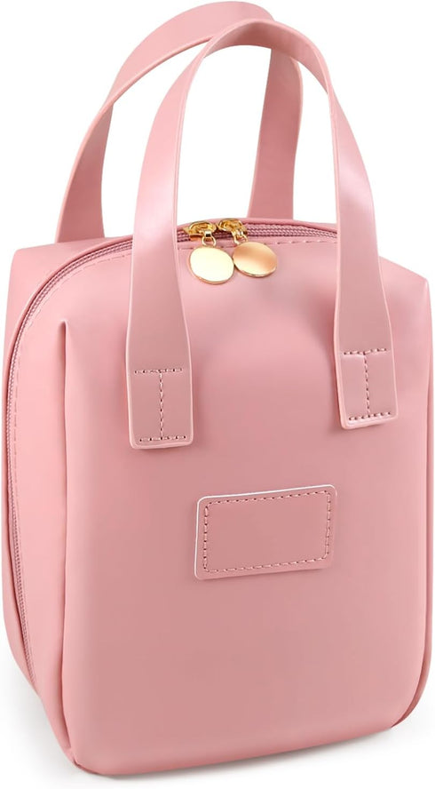 Makeup Bag, Waterproof Portable PU Leather Travel Toiletry Bag, Beauty Cosmetic Travel Bag for Women, Wide-open Handbag with Dividers, Makeup Bag ...