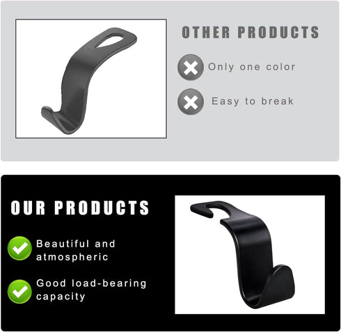 4PCS Car Seat Headrest Hook, Multifunctional Auto Seatback Hook Storage Organizer, Vehicle Seat Hanger Holder for Purse Coat Umbrella Grocery Bag,...