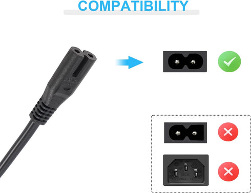 2 Prong Power Cord for ION Game Day Wireless Rechargeable Speaker System Bluetooth Speaker Power Cable Replacement...