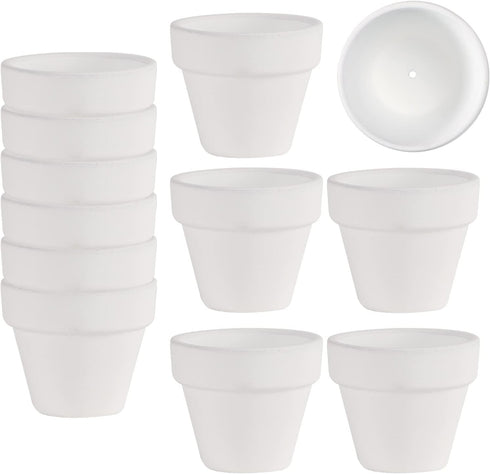 Mini White Terracotta Clay Flower Pots 2 inch with Drainage Holes for for Tiny Cactus Herb lithop, Small Succulent Planter Nursery Plant Pot for H...