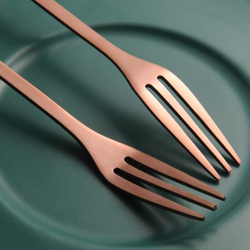 AnSaw 8-Pc Rose Gold Mini Leaf Fruit Forks Set - 4.7" Elegant Stainless Steel Dessert, Appetizer, Cake & Salad Forks - Perfect for Cocktail Partie...