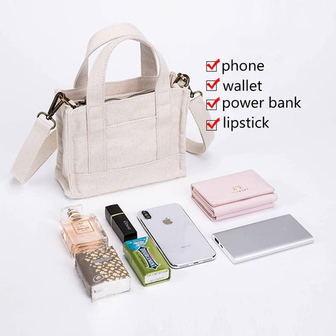 Mini Tote Bag for Women Canvas Crossbody Purse...